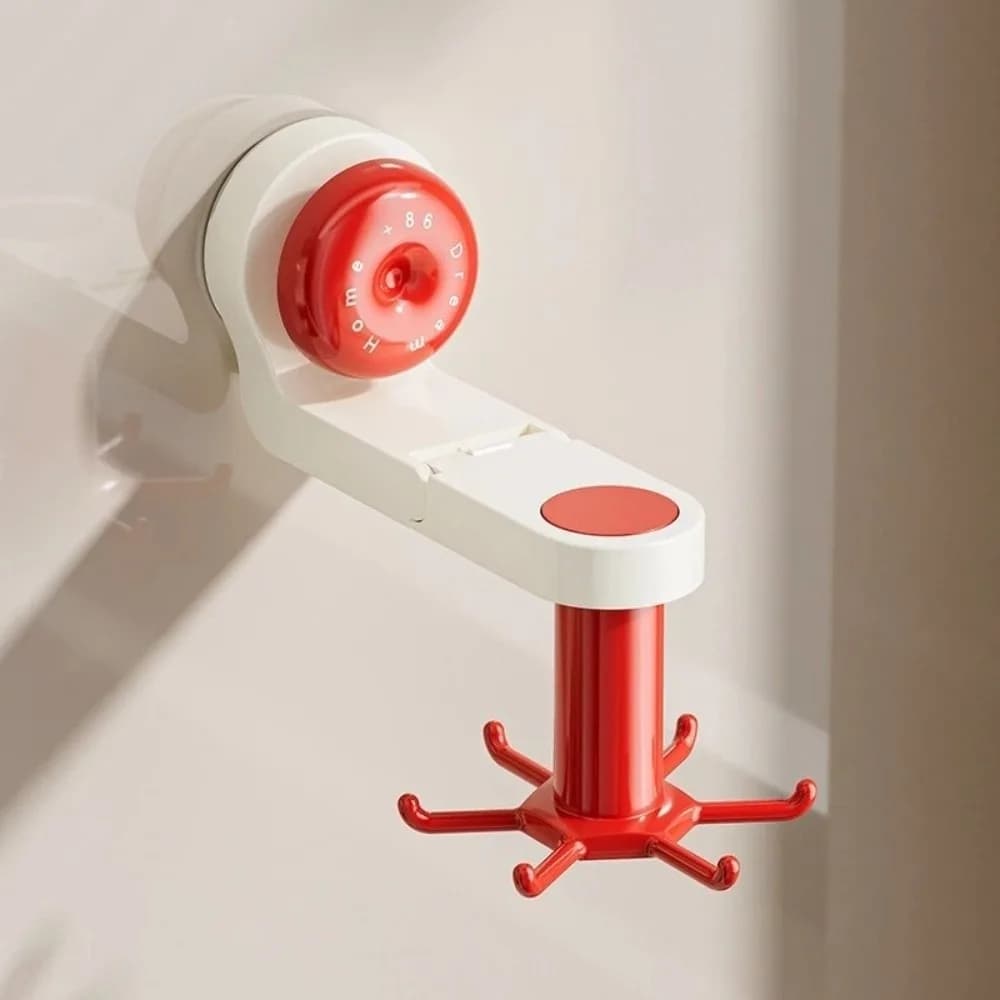 Rotatable Kitchen Rotating Hook Six-Claw Space-Saving Wall Mounted Storage Rack with Suction Cup Spatula Storage Rack Kitchen