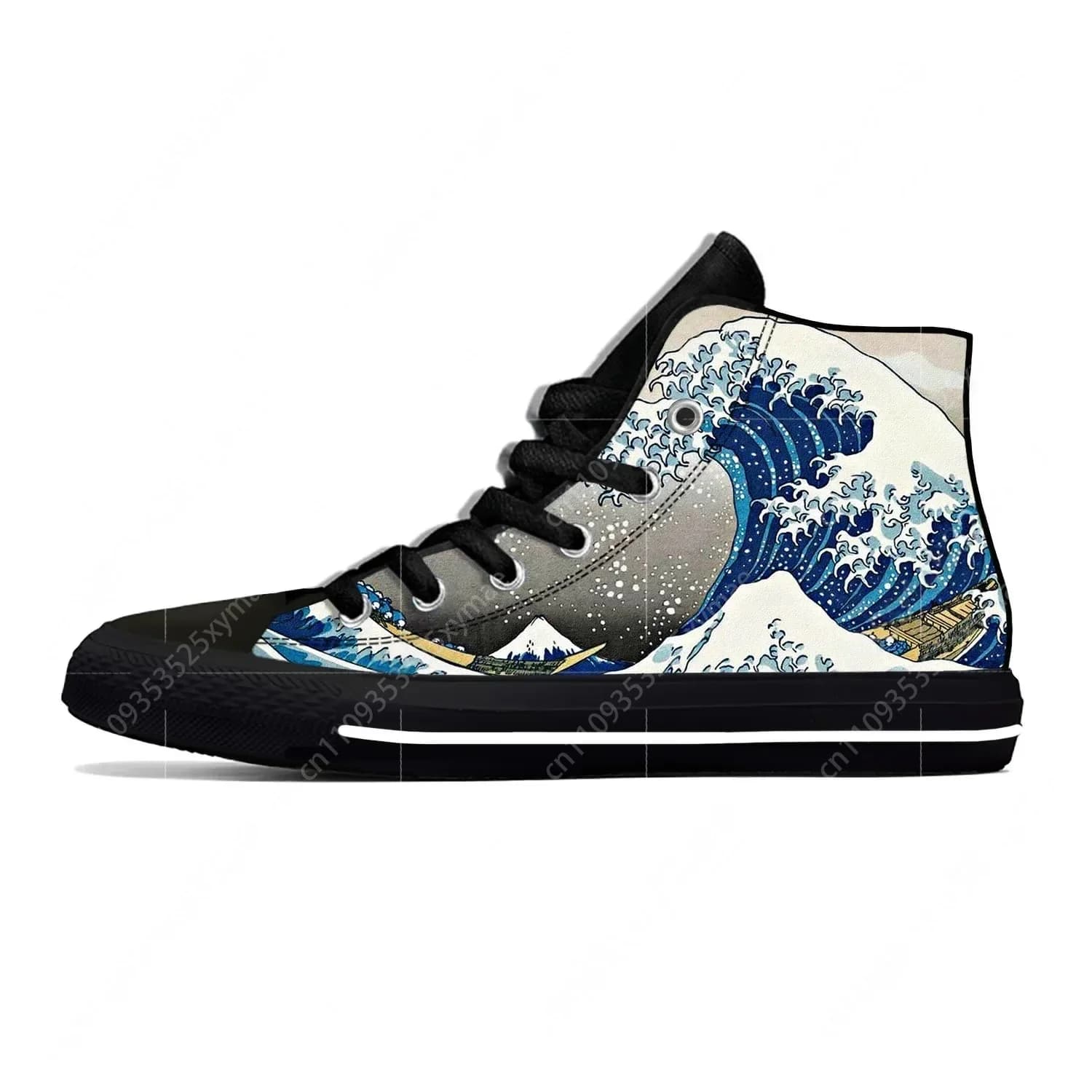 Hokusais The Great High Top Sneakers Scarpe casual da uomo e da donna per adolescenti Scarpe da corsa in tela Scarpe leggere e traspiranti con stampa 3D