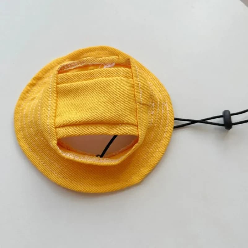 Cotton Pet Sunshade Cap Adjustable Solid Color Dog Cat Bucket Hat Sun Protection Breathable Pet Sunscreen Tie Hat Outdoor