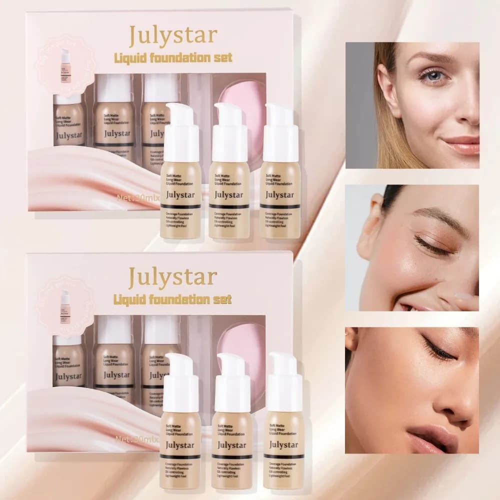 Moisturizing foundation set Total coverage regulator Natural matt finish sweat proof raincoat Daily use Makeup foundation Beauty