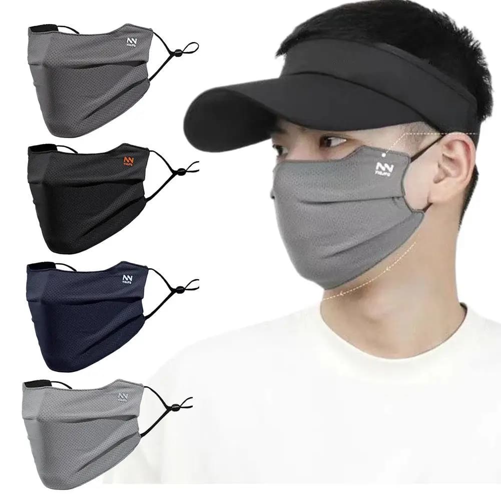 Maschera Traspirante in Rete per Protezione Solare UPF 50+, Scaldacollo Rinfrescante in Seta Ghiaccio Anti-UV per Sport all'Aperto Uomo e Donna