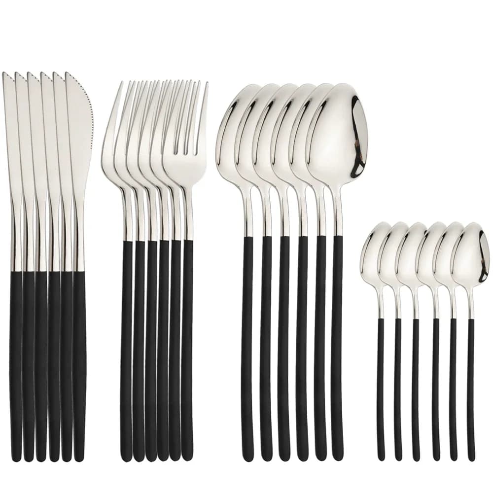 Set of cutlery from 24 pieces Stainless steel Cutlery Western silverware Knife Fork Knife Cooking Set Pots for the house