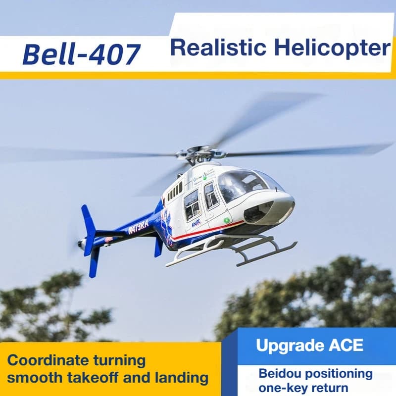 FLYWING NEW 470-Level Bell407 RC Simulation Helicopter ACE Flight Control Self-Stabilizing One-Key Return With Led Light RTF