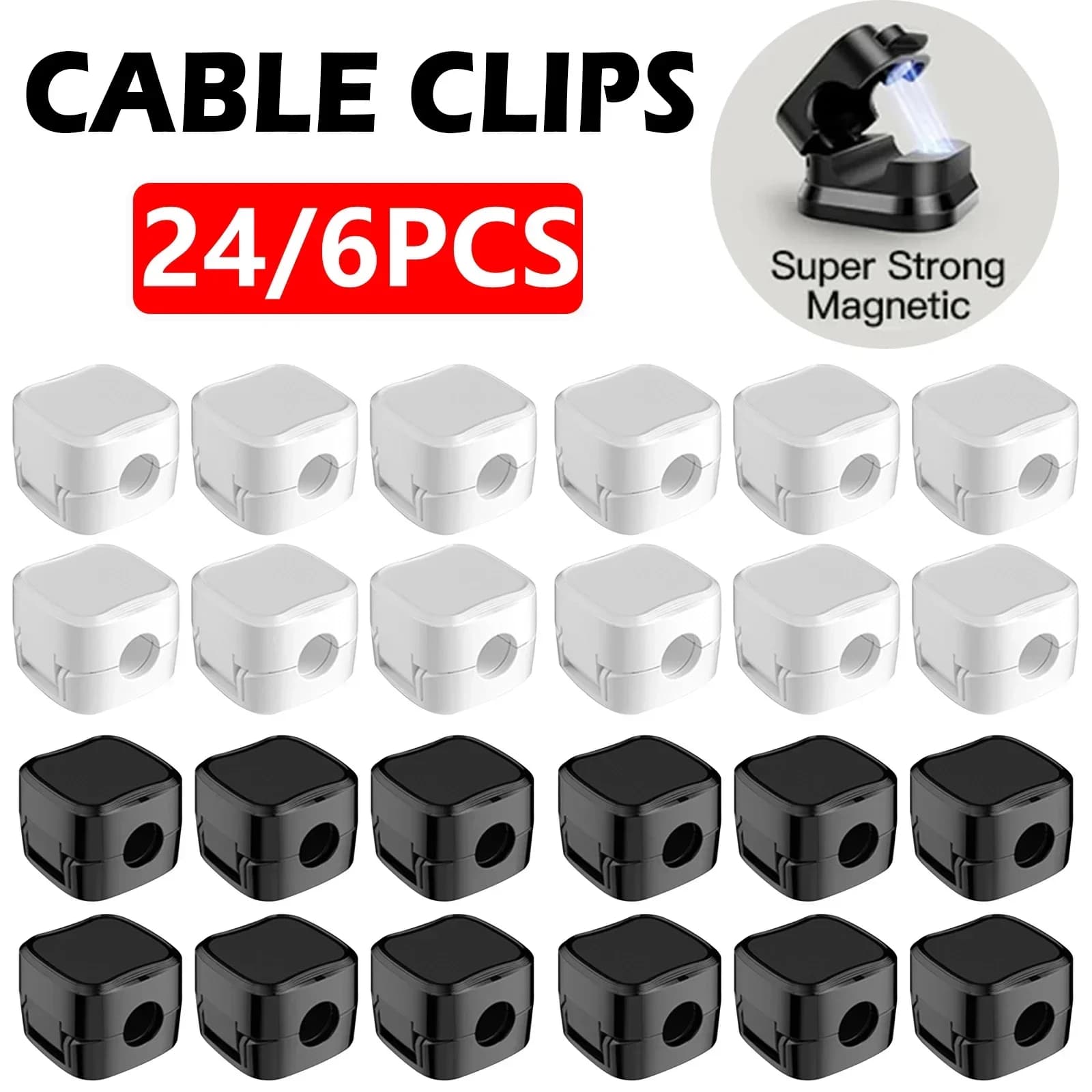 Organizzatore di supporto per cavo adesivo con clip magnetica per cavo sotto la gestione della scrivania per la soluzione di archiviazione del custode dei cavi dell'home office