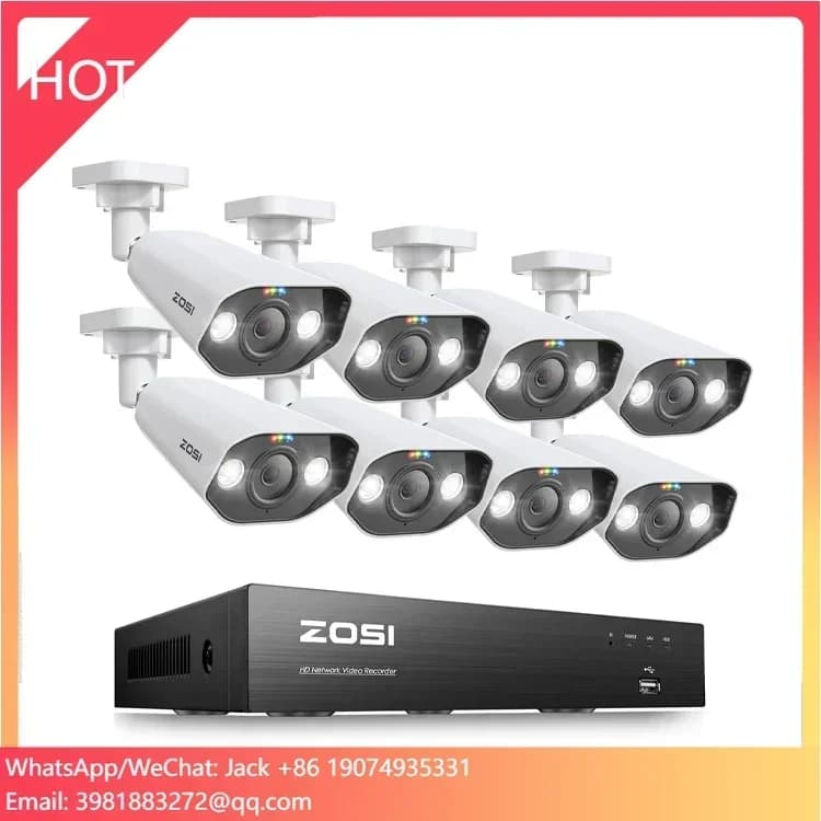 Sistema di Sorveglianza IP NVR con Telecamere Bullet H.265 Full HD POE 8ch 8MP per Esterni, Visione Diurna e Notturna