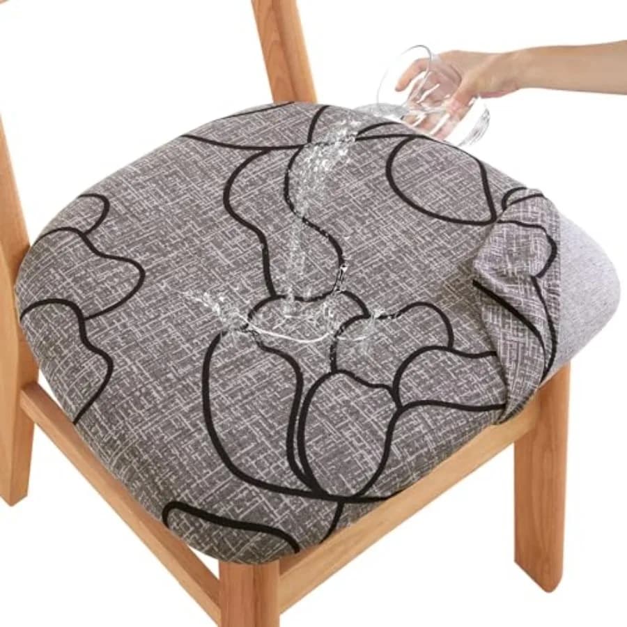 Set di 6 Coprisedili Impermeabili per Sedie da Pranzo, Coperture Elastiche Antiscivolo per Cuscini da Sala da Pranzo W
