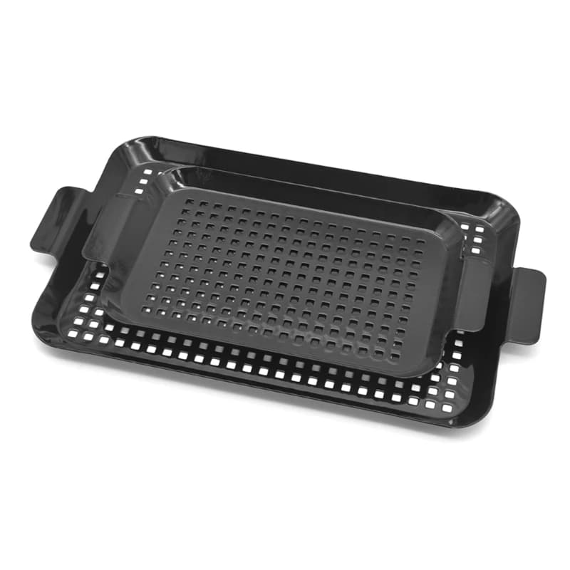 The set pans with ventilated grills improves the smoker taste Easy to clean Gentle dishwasher washable