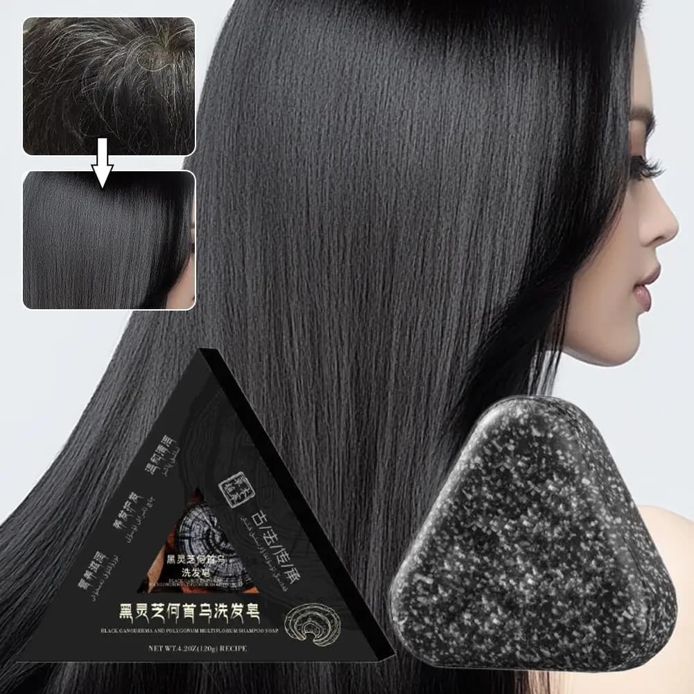 Black Ganoderma Lucidum And Polygonum Multiflorum Shampoo Moisturizing And Smoothing Natural Handup Soap For All Hair Types X2Y1