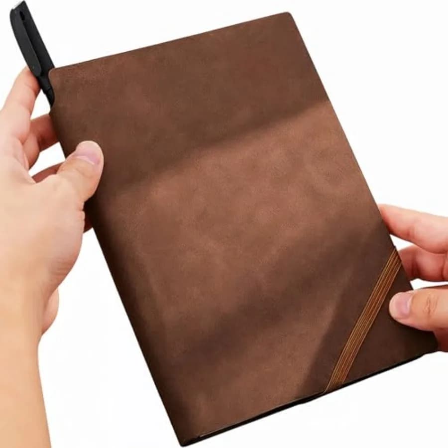 Faux Leather Notebook Journal - 200 Pages Lined Vegan Leather Journal for Writing, A5 Soft-Cover Journaling Notebook Gift Set w