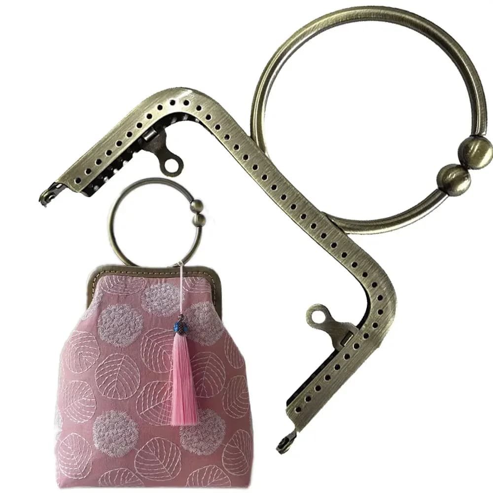 10pcs 12.5CM Antique Bronze Light Golden Big Ring Handle Metal Purse Frame Kiss Clasp for Handbag Accessories Wholesale