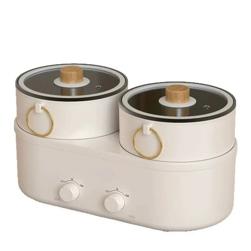 Pentola elettrica multifunzione per uso domestico, con funzione hot pot, padella antiaderente separabile e padella integrata per friggere.