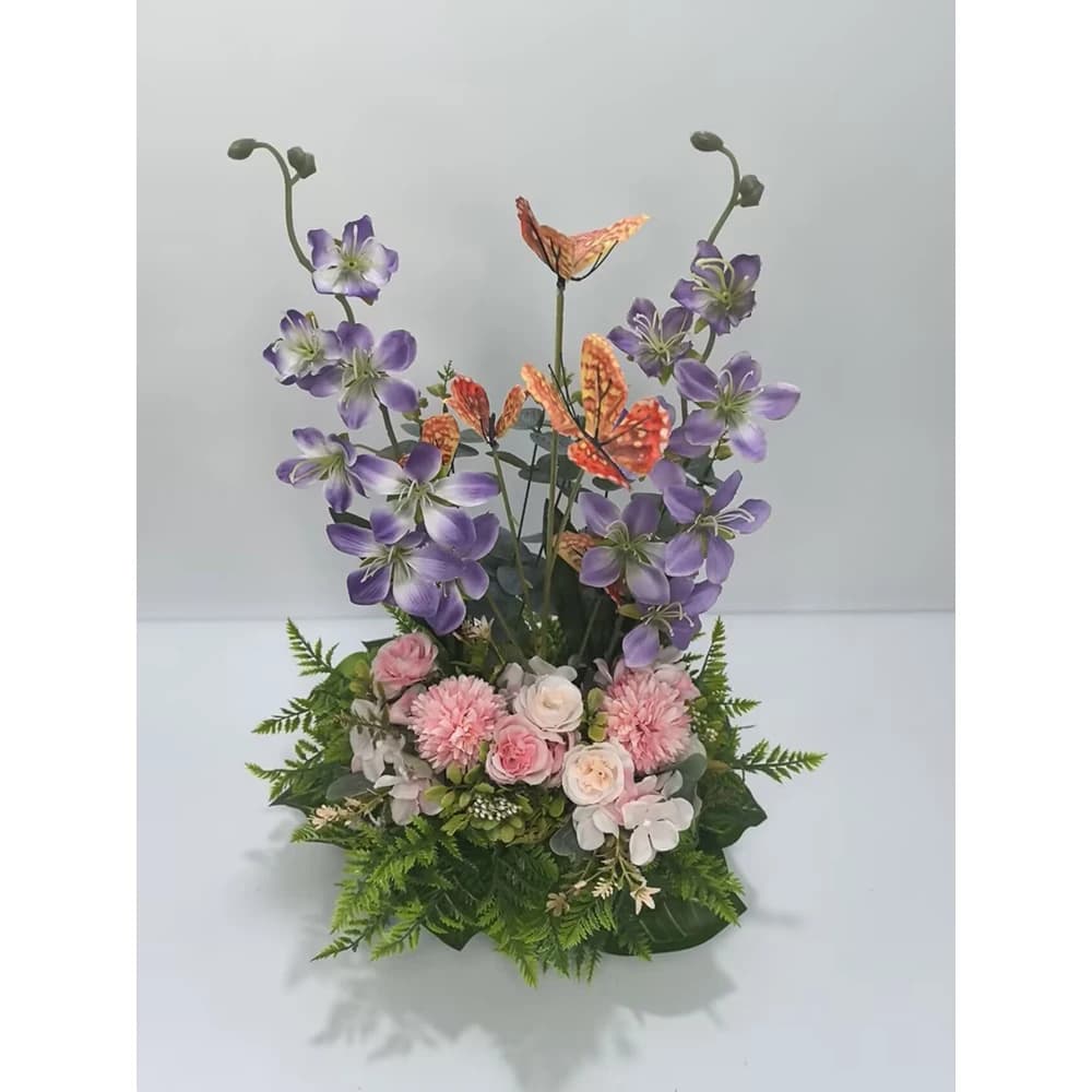 Decorazione di nozze Fiori artificiali Farfalle rosa Vaso di fiori finto Pianta Fiore artificiale
