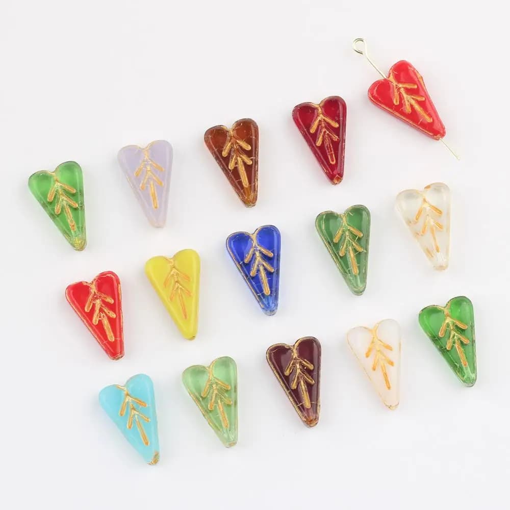 6 pcs/Lot 19*21MM Glass Czech Retro Heart Shaped Shell Glass Beads Pendant Necklace FAI FROM YOU Earrings Accessories