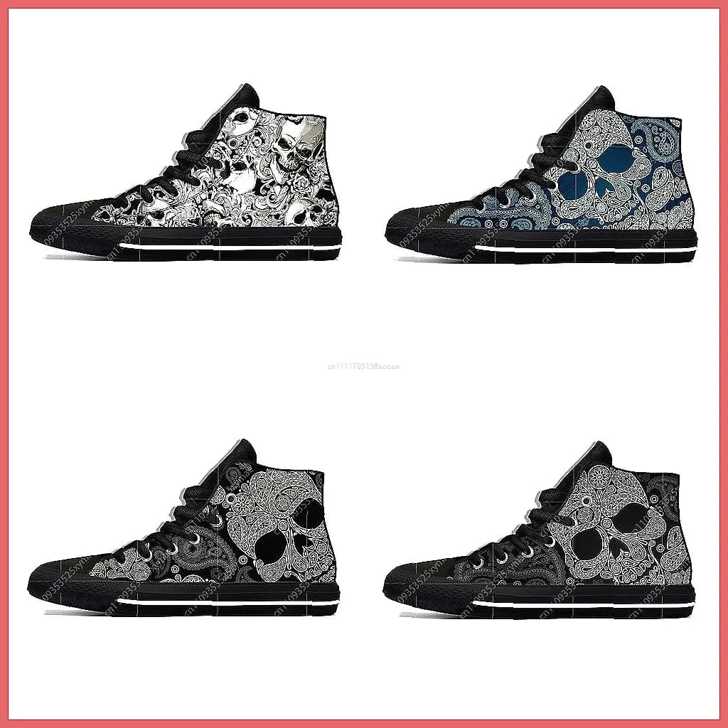 Sneakers Gotiche Punk con Teschio: Scarpe Casual Leggere e Traspiranti a Collo Alto per Uomo e Donna