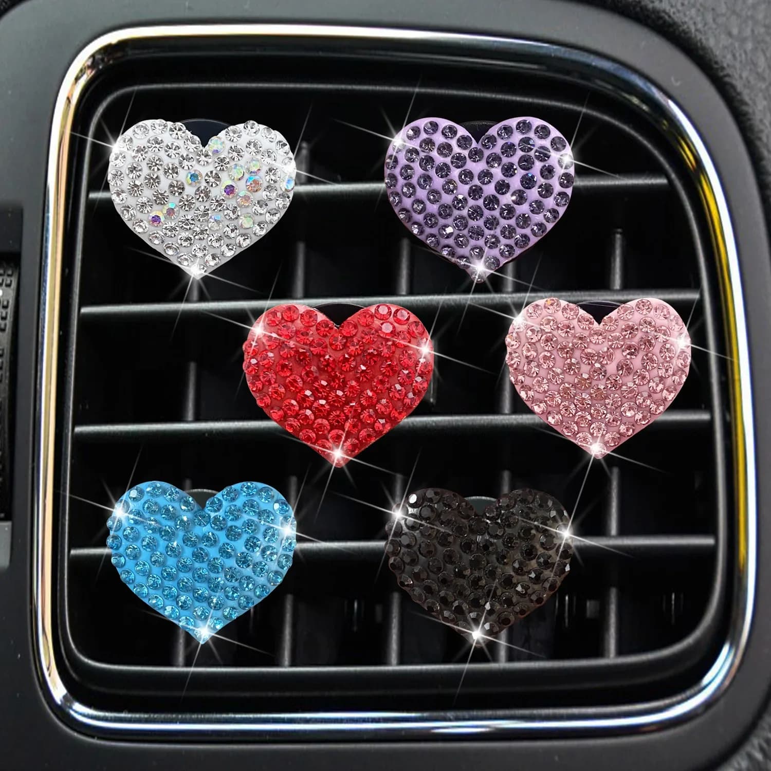 Heart Shaped Car Deodorant Automatic Saw Clip for Perfume Diamonds Bling Vent Solid Fragrance Diffuser Internal Ornament for Car Woman