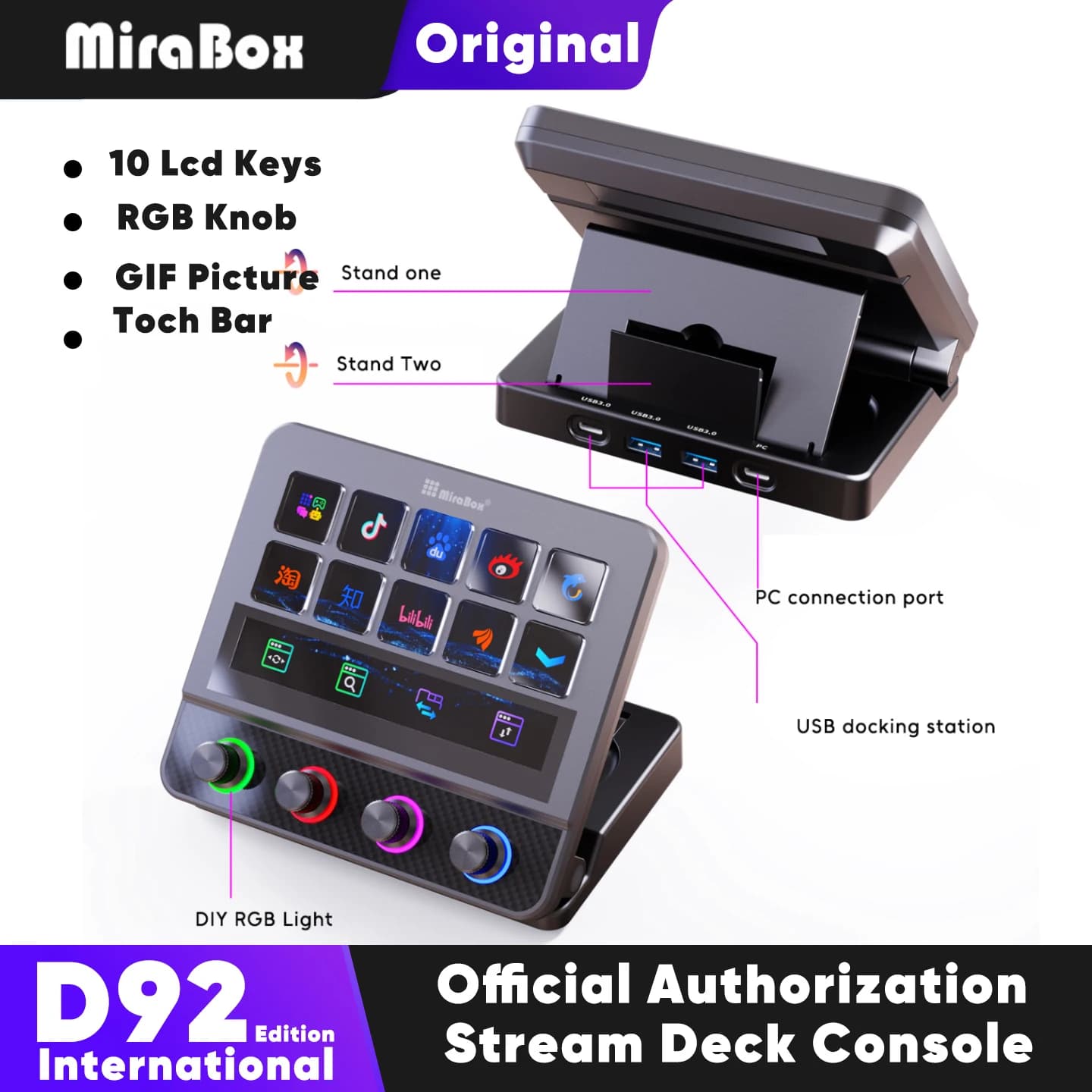 Mirabox N4Pro N4 Pro Stream Deck a 10 tasti, console desktop per OBS, controller macro pad per streaming