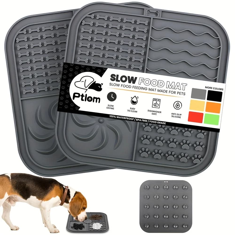 Tappetino in silicone per alimentazione lenta, piatto anti-ingozzamento per animali domestici, distrattore per il bagno, piatto in silicone con ventose per addestramento cani, accessori per l'alimentazione del cane