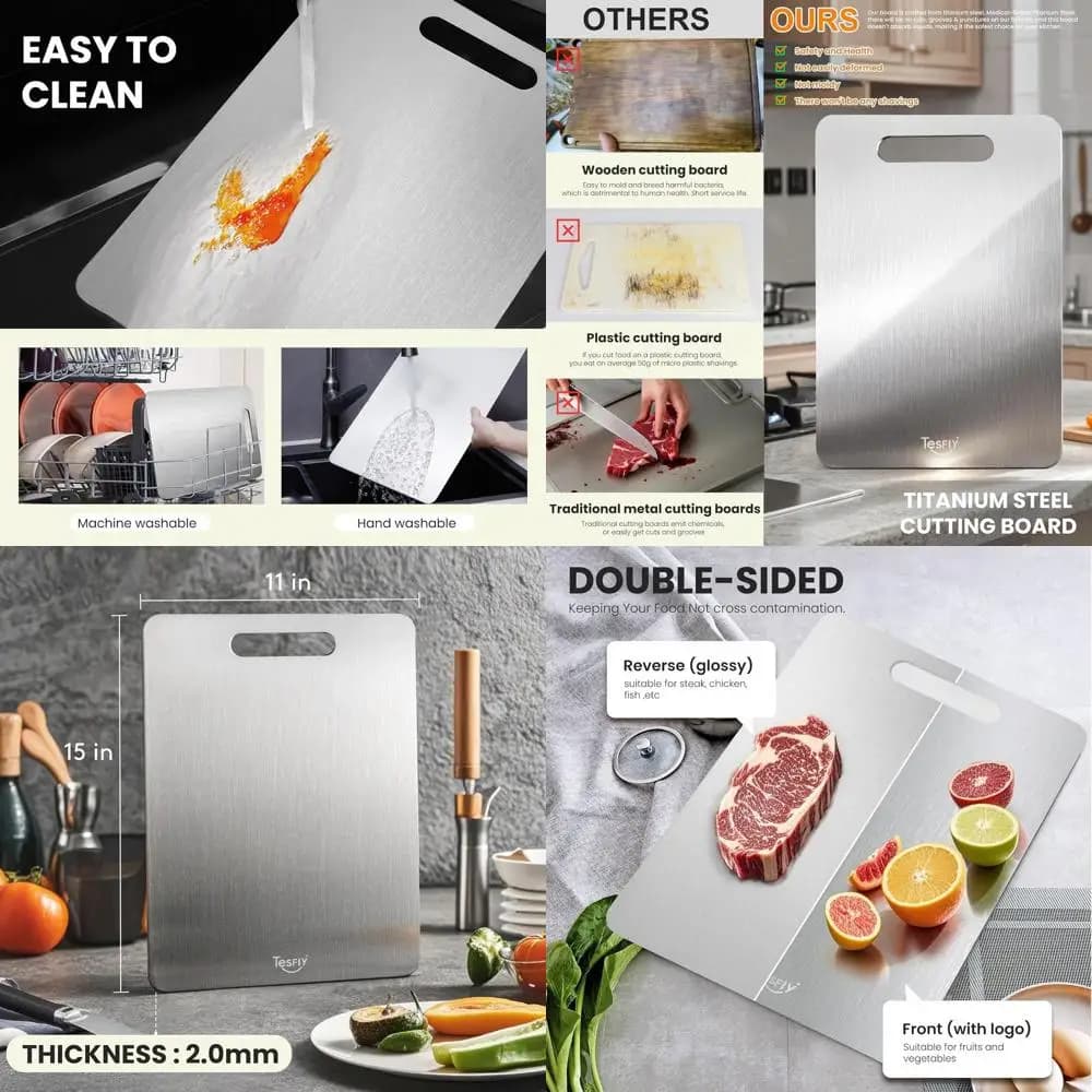 Pure titanium double-sided cutter: great, ideal for meat, fruit and vegetables, easy to clean kitchen tools
