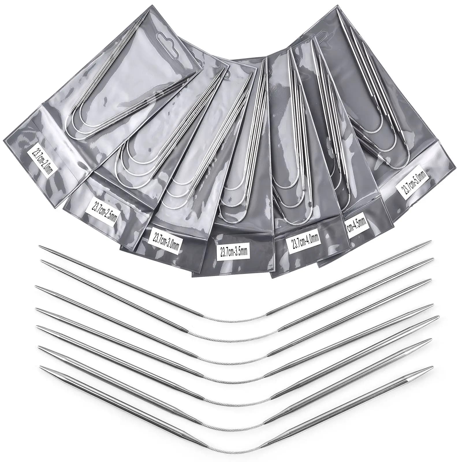 3 pezzi ferri da maglia circolari cavo metallico ferri da maglia circolari Set ferri da maglia filati per maglieria per maglioni cappelli calzini