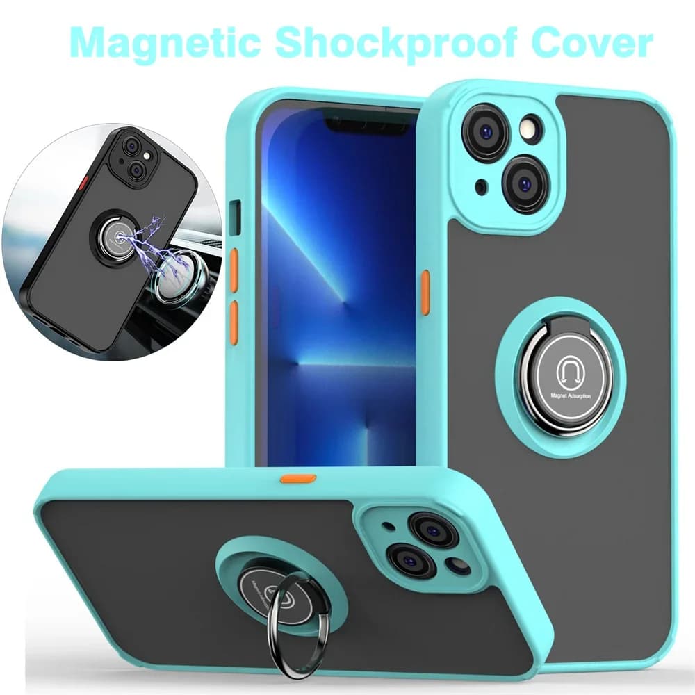 New Shockproof Matte Magnetic Case For iPhone 16 15 Pro Max 14 13 12 Mini 11 Pro Max X XR XS 6S 7 8 Plus Ring Holder Cover