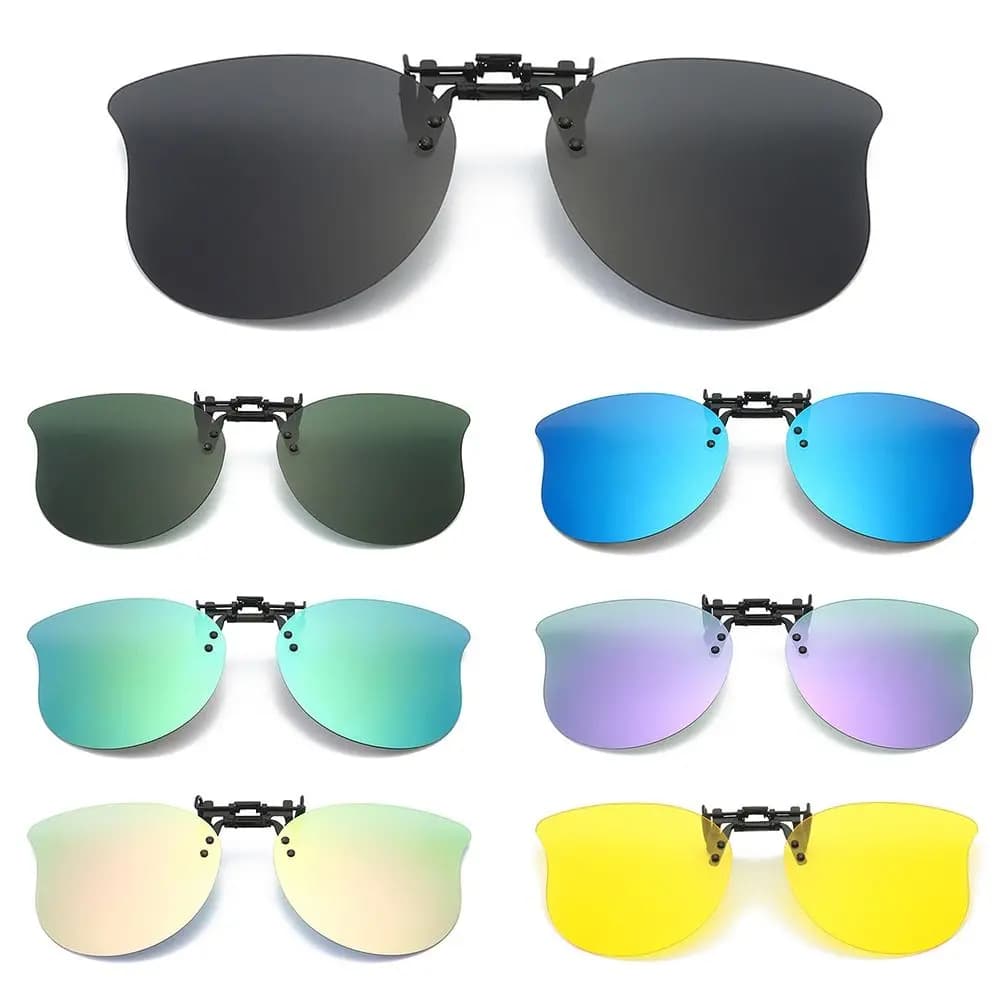 Polarized Clip On Sunglasses Over Prescription Glasses Ultra-Light Cat Eye Shape Flip Up Sun Glasses UV400 Convenient Shades