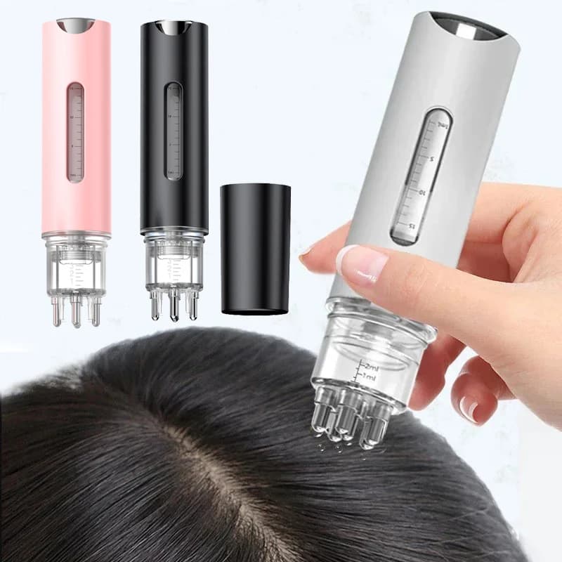 Applicatore portatile per cuoio capelluto Pettine liquido Mini massaggiatore Olio essenziale Liquido Guida Massaggiatore Anti perdita di capelli Strumento per la cura del cuoio capelluto