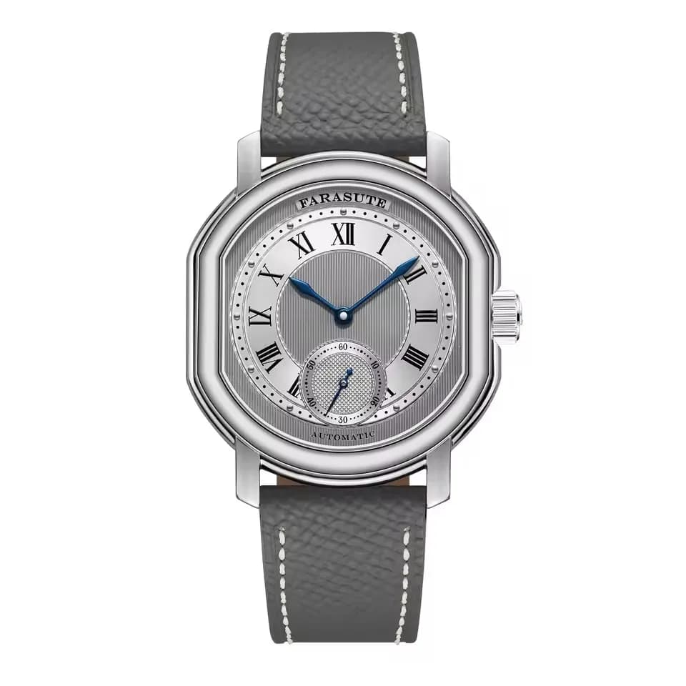 FARASUTE Men's Automatic Watch 38mm * 45.6mm Mechanical Wrist Watch Sapphire 5ATM Movement peacock Small Second Dial Roman Number