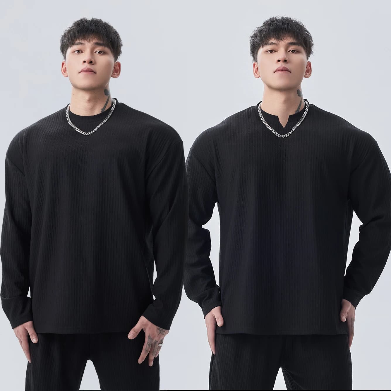 Gymdog Men's Long Sleeve Loose Fit T-Shirt Casual Fitness Training Base Layer Clothing Autumn Winter Sportswear Gym Dog