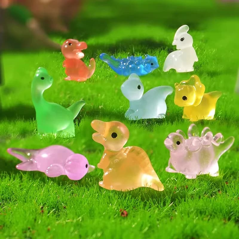 10/20/50 Pezzi Mini Figurine di Dinosauri Luminosi, Statuette di Dinosauri in Resina che si Illuminano al Buio per Giardino Incantato e Micro Paesaggio