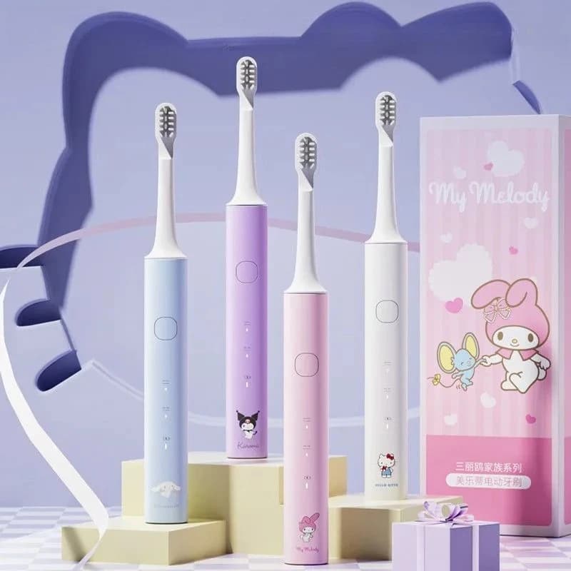 Spazzolino elettrico Kawaii Sanrio Hello Kitty per adulti, set automatico sonico con setole morbide, set per studenti e coppie, regalo di compleanno