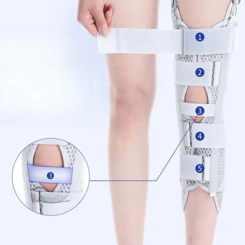 Tutore per Immobilizzazione del Ginocchio per Lesioni, Supporto Regolabile per Gambe, Stabilizzatore Post-Operatorio per Recupero da Fratture
