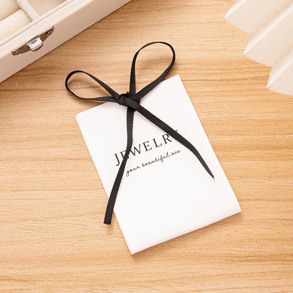 50/100 Etichette Personalizzate 6x17cm per Gioielli, Anelli, Orecchini, Bracciali, Ciondoli, in Tessuto di Cotone, Organizzatore con Nome Personalizzato