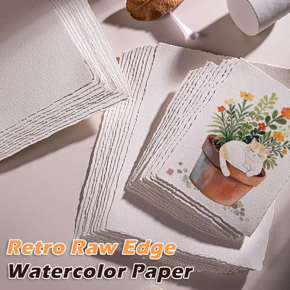 10pcs New Cotton Watercolor Paper Hand-torn Edges A4/A5/A6 Painting Paper Medium-texture Sketch Paper Students