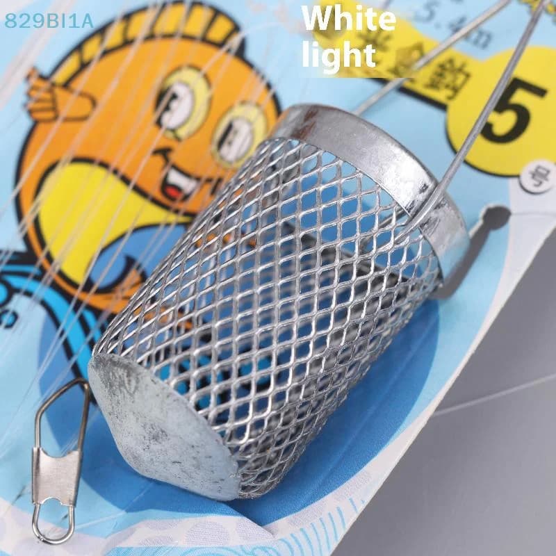 1 pezzo di gancio per barra bianca a sette stelle in oro chiaro bianco con gancio per corda a punto rosso con amo da pesca con gabbia per esche