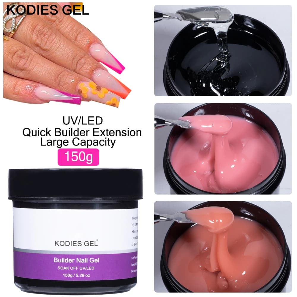 KODIES GEL 150g Builder UV Nail Gel Polish Camouflage Clear Opal Jelly Poly Gellak per Nails Extension Sculpture Manicure Salon