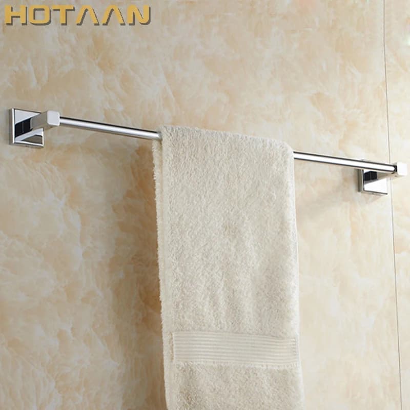 . Portasciugamani singolo/portasciugamani, realizzato in ottone massiccio, finitura cromata, ferramenta per il bagno, accessori per il bagno