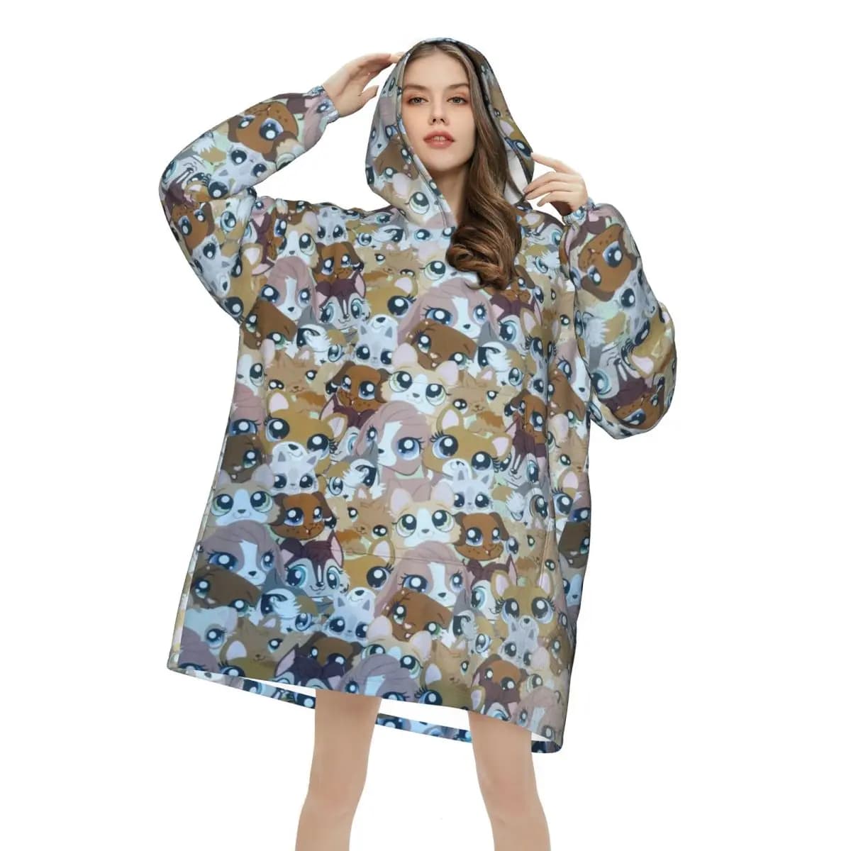Littlests PetShop Lps Blanket Hoodie Wearable Blanket Oversize with Pocket Warm Sleeping Bag Soft Cozy Onesie