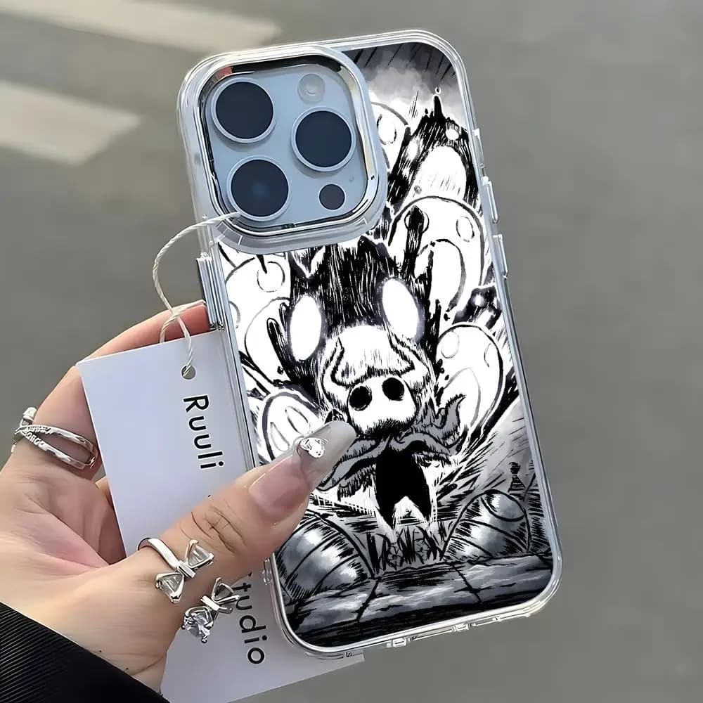 Hollow Knight Silksong Phone Case For iPhone17 16 15 14 13 12 11 Pro Max Plus Chrome Button Camera Ring Transparent Case