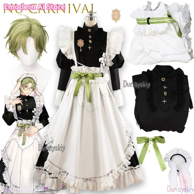 Gioco Anime NU: Carnevale Cosplay Uniforme carina Olivine ssiCameriera Lolita Dress Parrucche Uniforme per Halloween Natale Personalizzato