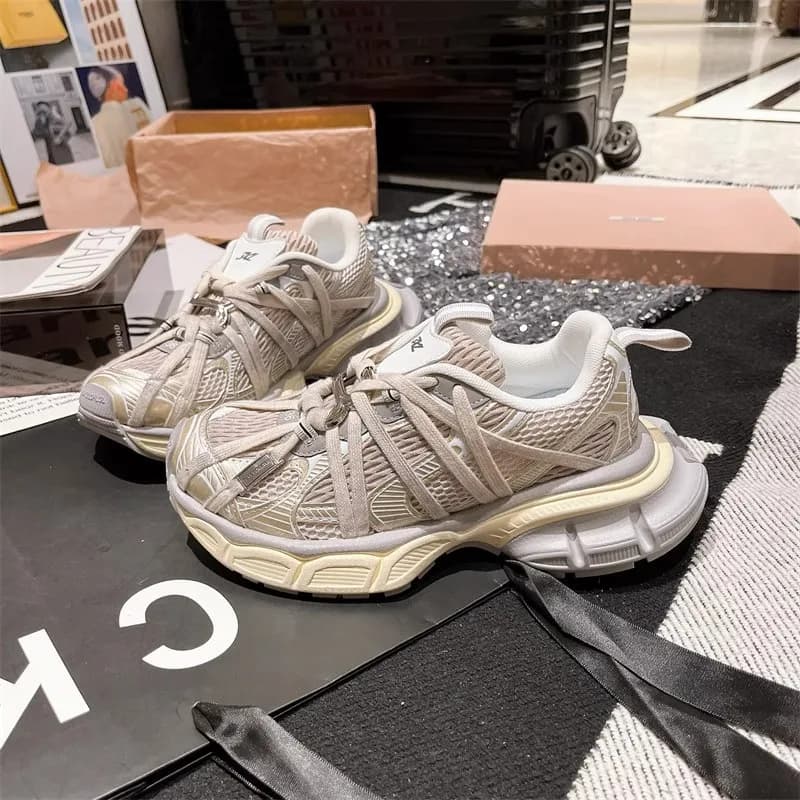 Nuove Scarpe Casual Unisex Primavera-Estate con Rete a Contrasto Rosa e Blu, Suola Spessa e Cinturino Versatile per Coppie