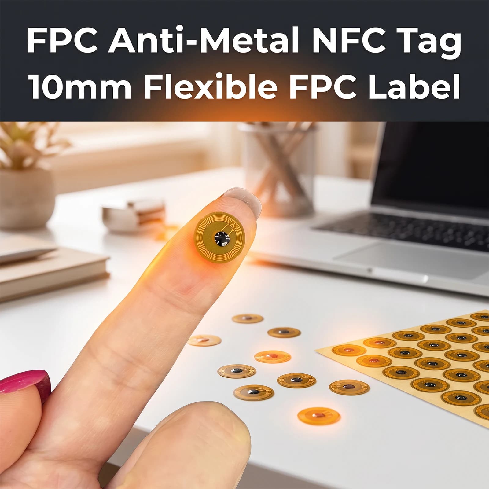 NTAG215 10mm Anti-Metal FPC NFC Tag 13.56MHz 504Byte Waterproof Sticker with 3M Adhesive for iPhone Android Amiibo TagMo