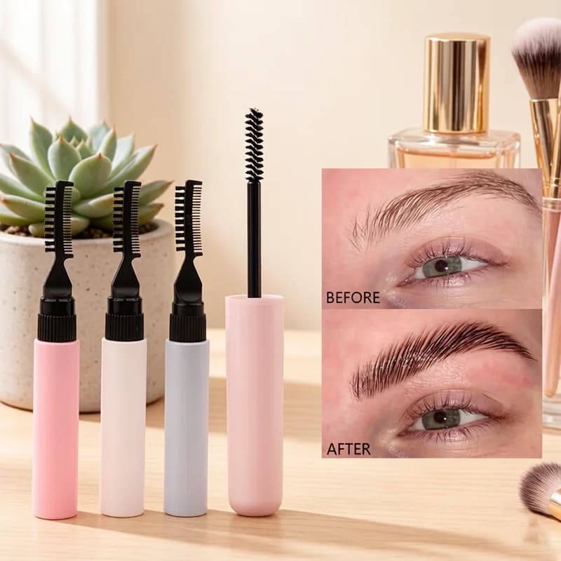 2026 NUOVO Tubo Mascara Ricaricabile da 10ml con Doppia Punta, Flacone Vuoto per Gel Sopracciglia, Contenitore Cosmetico per Allungamento Ciglia