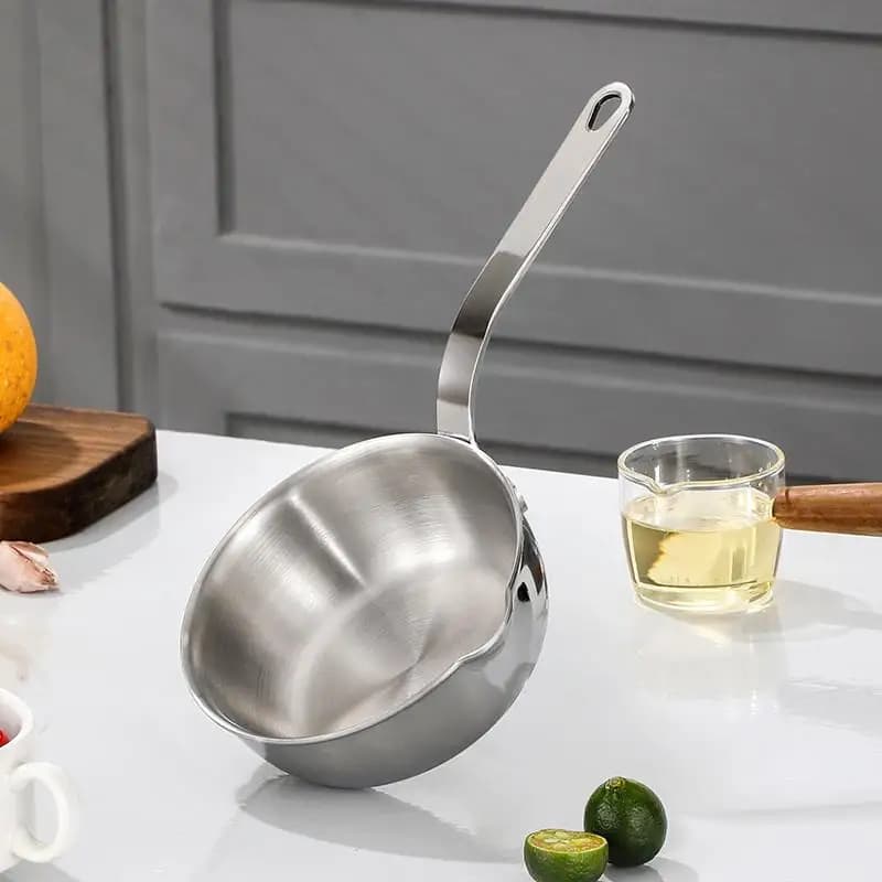 304 Stainless Steel Mini Milk Pot and Egg Frying Pan Small Oil Saucepan with Handle for Kitchen