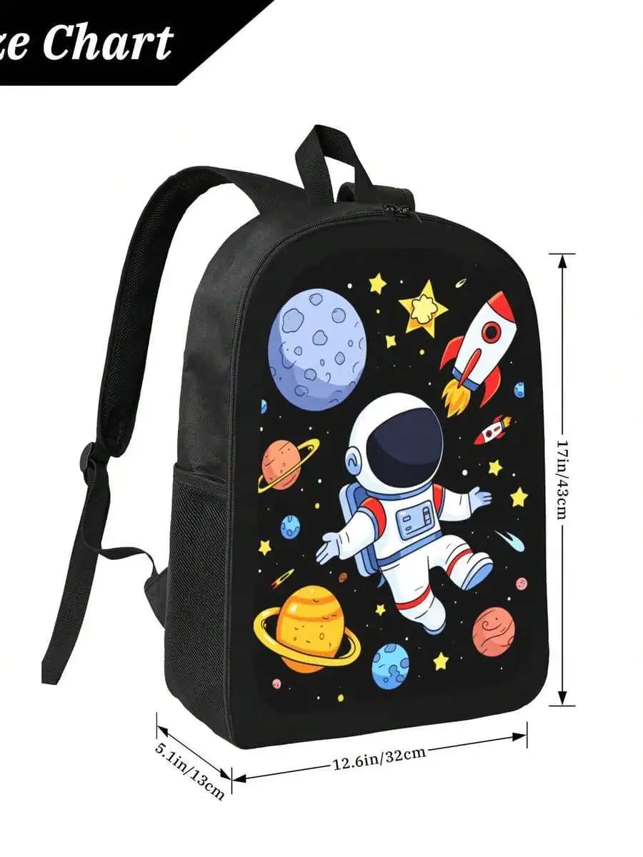 Galaxy Astronaut Print Backpack For Adults Lightweight Daily Use Adjustable Straps Zipper Closure