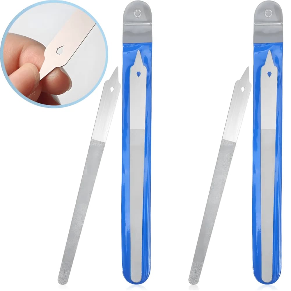Stainless Steel Diamond Nail Polishing Stick Double Sided Point Tip Nail File With Bag Travel Manicure Pedicure Tool For Natural
