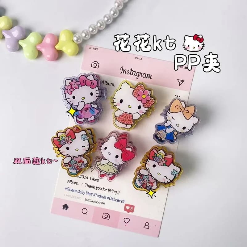 Raccoglitore in Acrilico Kawaii Sanrio, Serie di Adesivi Hello Kitty, Libro con Clip, Agenda Creativa, Cancelleria per Ufficio