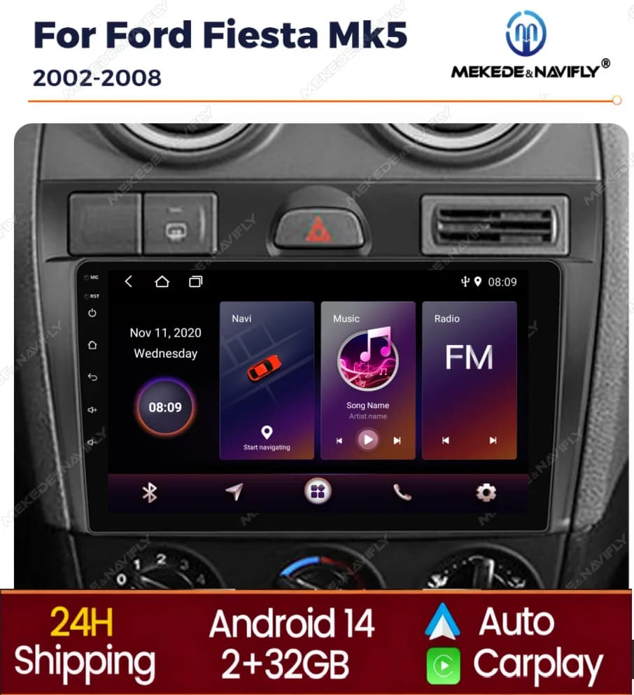 Auto Play Auto Android For Ford Fiesta Mk VI 5 Mk5 2002-2008 Autoradio Video player Multimedia 2 Din Stereo GPS Navigation WIFI