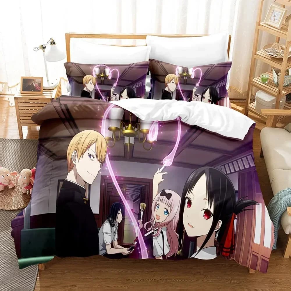 Stampa 3D Anime Kaguya-sama Love is War Confortevole copripiumino Federa Set biancheria da letto Decorazione camera da letto per bambini Tessili per la casa