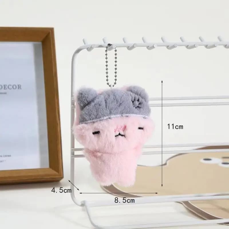 Portachiavi Gatto in Peluche Carino in Offerta - Ciondolo Gattino Kawaii con Patch a Cuore e Fiocco per Decorazione Borsa