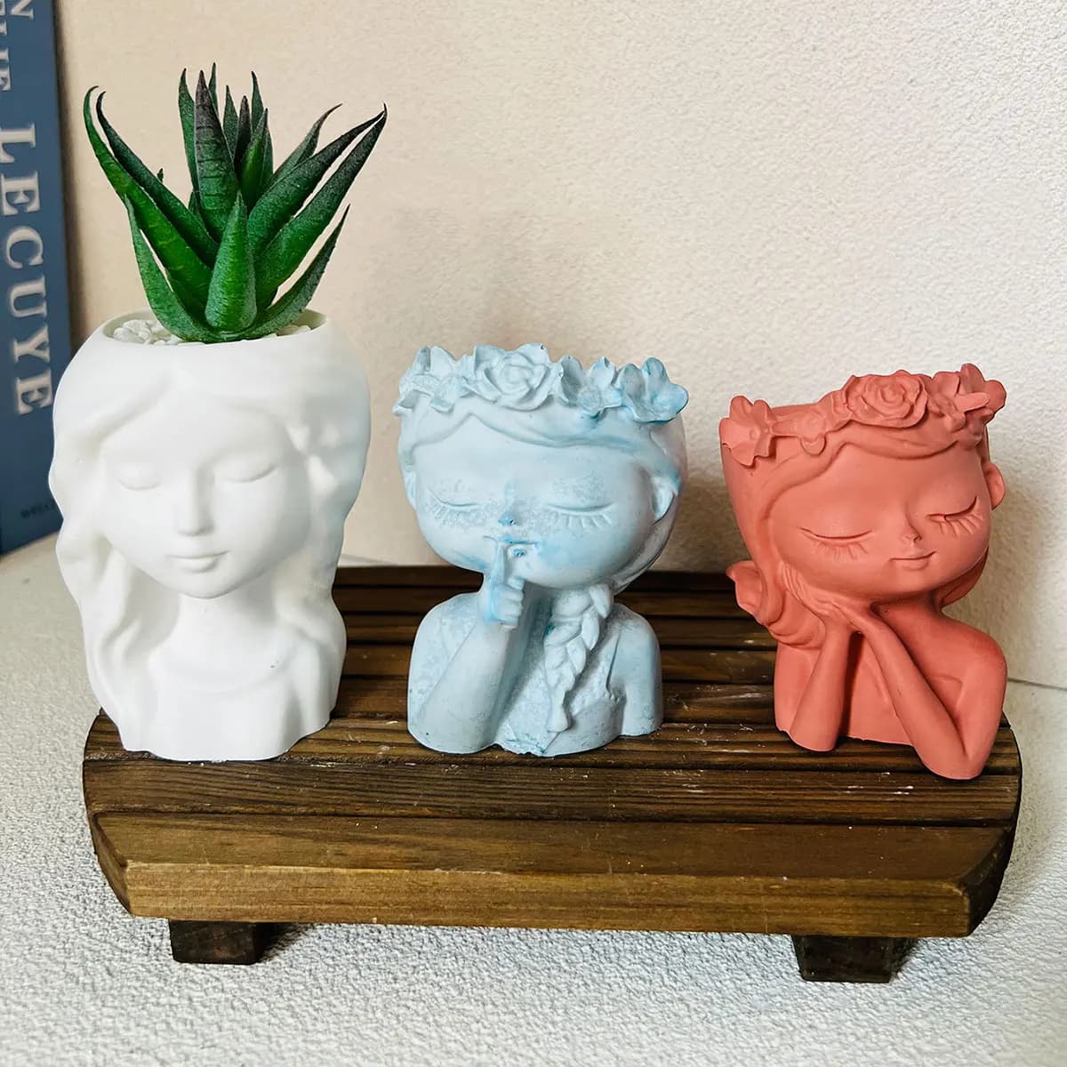 Cute Girl Plant Pot stampo in Silicone fai da te Sleeping Beauty vaso scatola di immagazzinaggio stampo gesso resina stampi in calcestruzzo decorazioni per la casa regalo